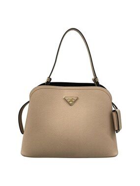 Prada Handbag Depth Beige Leather